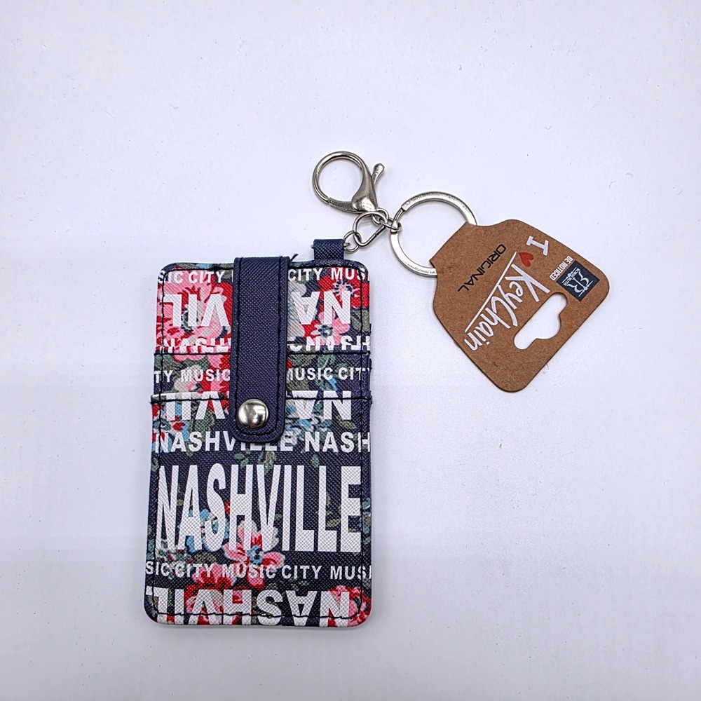 Robin Ruth NWT Nashville City Music Floral Print Keychain Card Holder Wallet